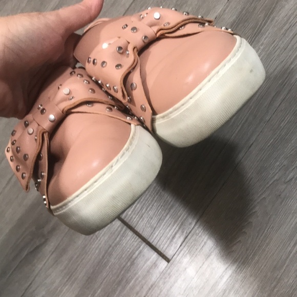 J/Slides Mauve Pink Studded bow Leather Slip on Sneakers size 8.5 - Picture 3 of 10
